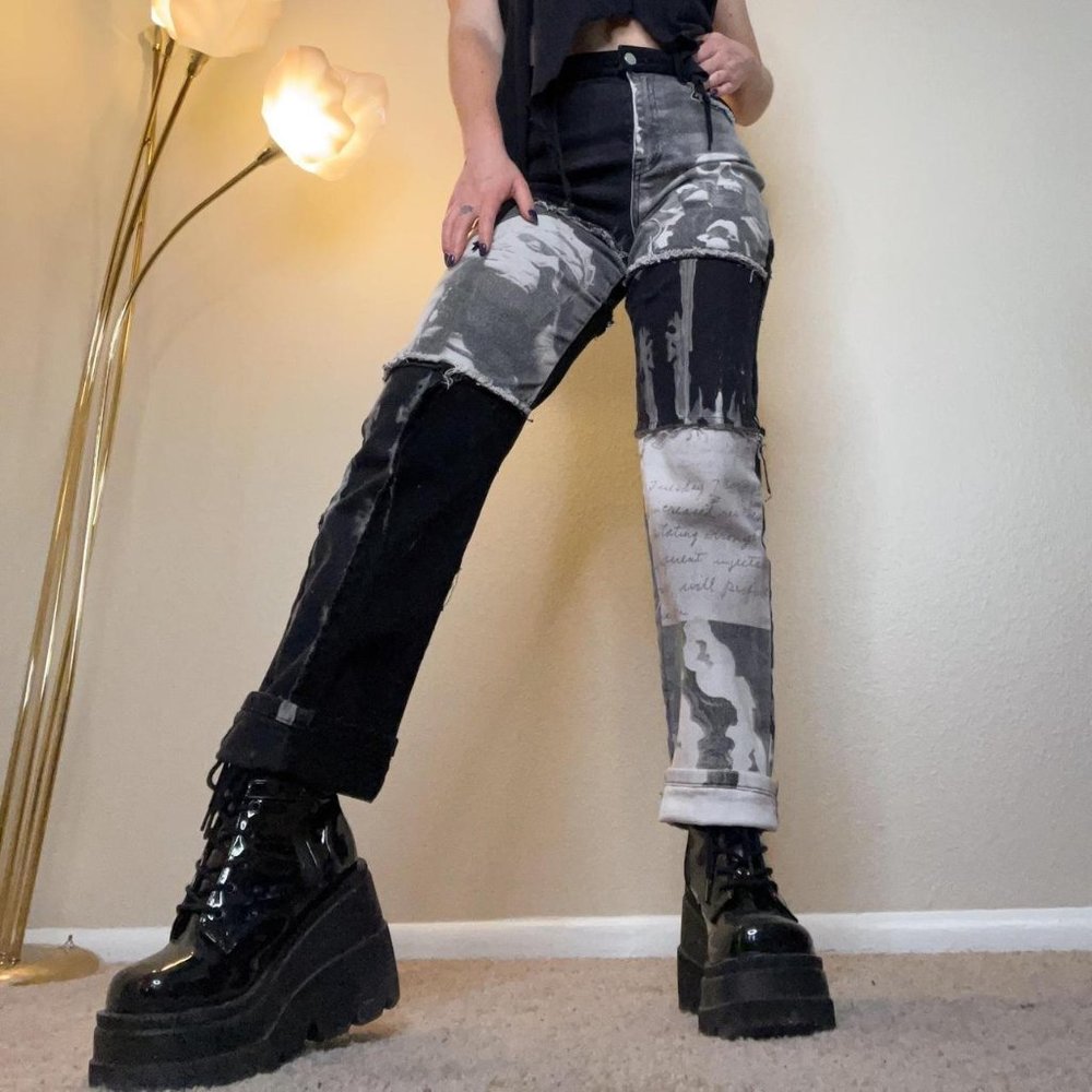 Dolls Kill Goth Grunge Patchwork Jeans